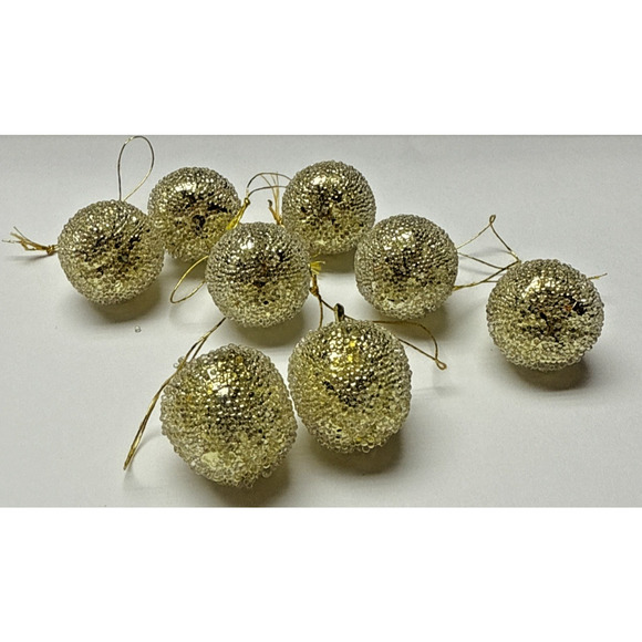 Vtg Lot of 8 Sugar Coated Miniature Pear Apple Ornaments Gold Glass Beaded As Is - Picture 3 of 16
